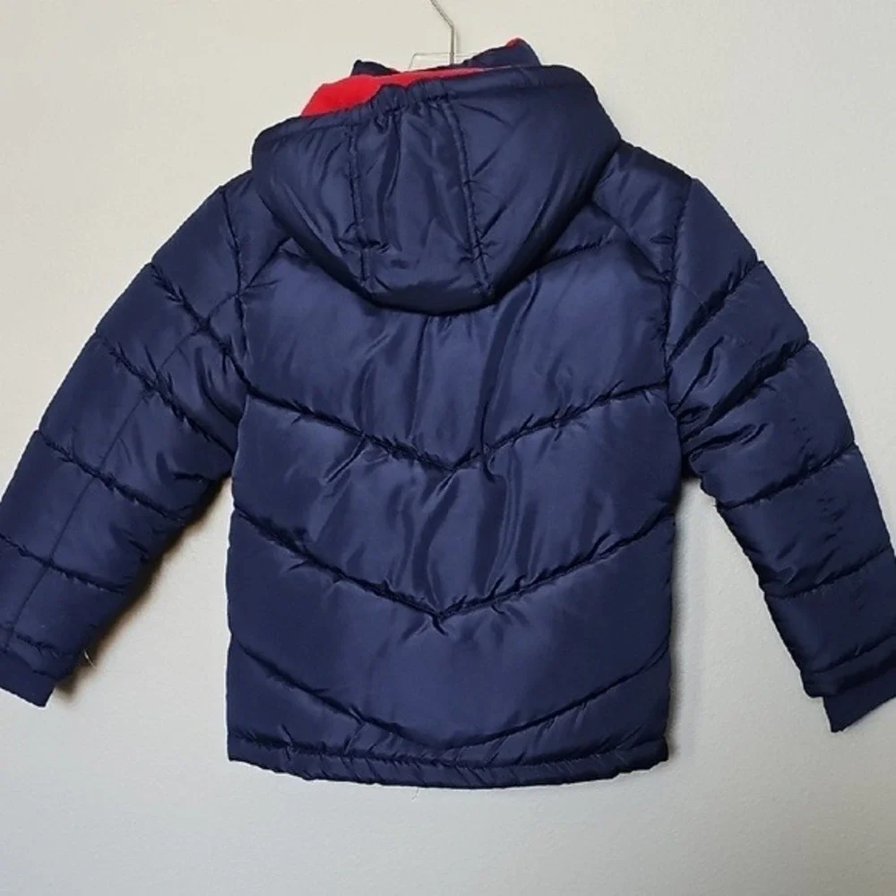 Free Country Boys Navy Blue Fleece Lined Puffer Jacket Detachable Hood Size S 8